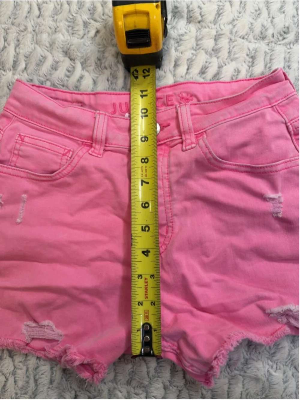 Justice Girls Size 14 Pink Denim Mini Mom Cut-Off Shorts Distressed Pockets